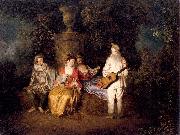 WATTEAU, Antoine Party of Four Germany oil painting reproduction